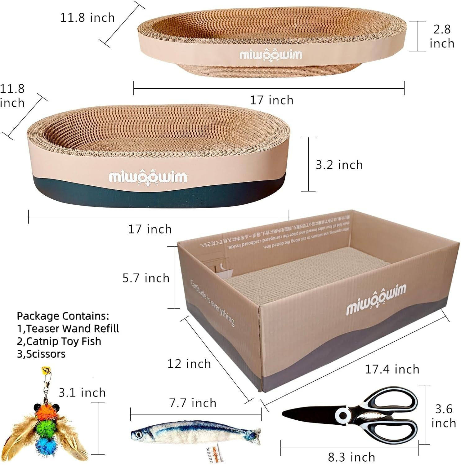 miwoowim-3-piece-cat-scratcher-set-oval-bowl-nest-for-indoor-cats-2-oval-bed-1-box-for-scratching-lounging-durable-round-corrugated-cardboard-pad-catnip-toy-furniture-protector-for-couch