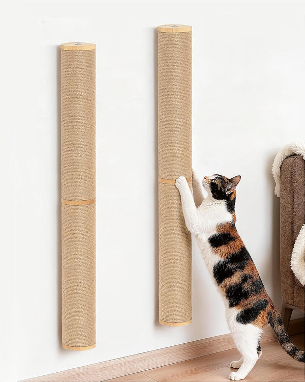 Aechonow 34" Cat Scratching Post, Wood Wall Mounted Cat Scratcher for Cats | Cat Wall Scratcher,Cat Wall Furniture for Indoor Cats,Cat Wall Wood Climber, Natural Sisal,Tall & Sturdy Corner Climbing Pole9