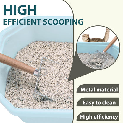 Cat Litter Scoop, Kitty Metal Scooper with Hook and Hole, Non Stick | Stainless Steel Kitten Poop Lifter, Durable & Heavy Duty Sifter, Easy to Clean, Saves Time, for Litter Box5