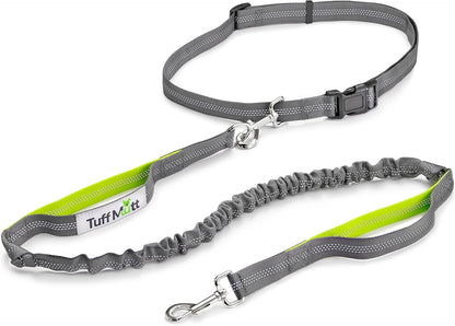 Tuff Mutt Hands Free Dog Leash for Walking Running Hiking, Waist Leash with Bungee, Adjustable Belt, Reflective Double Handle Design for Large Medium Dogs1