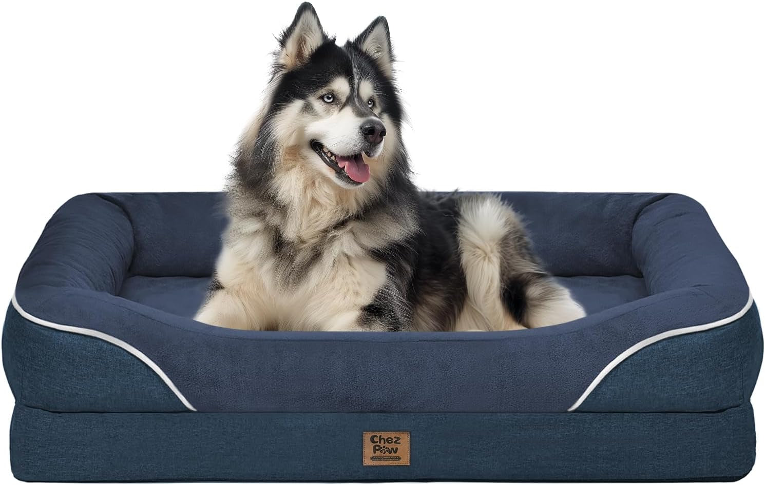 chez-paw-waterproof-orthopedic-xl-dog-bed-for-large-and-extra-large-dogs-egg-crate-foam-4-sided-bolster-support-waterproof-liner-non-slip-bottom-machine-washable-cover-42-x-30-inch