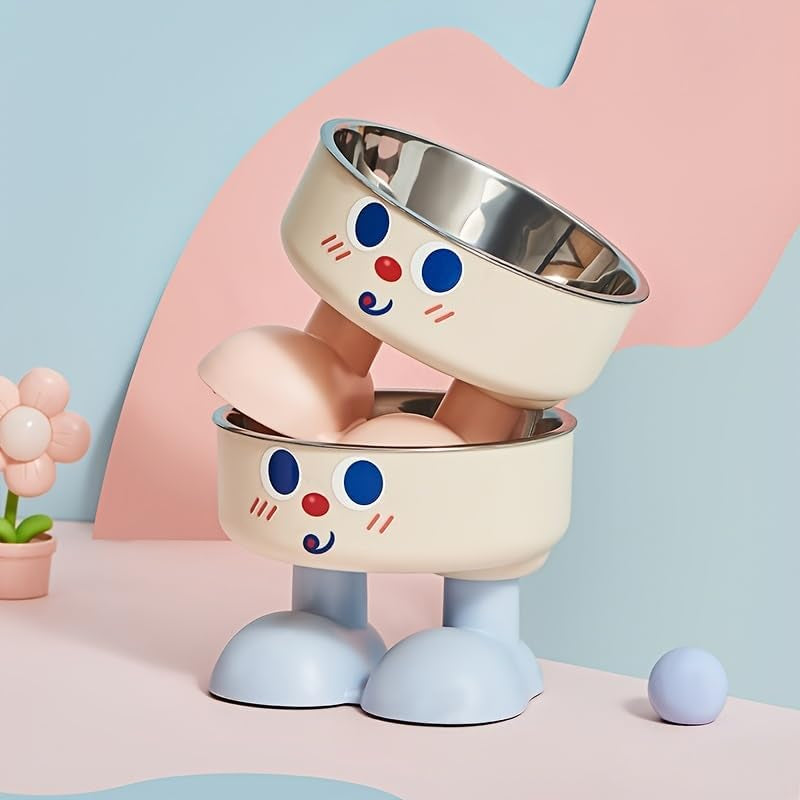 a-new-mischievous-face-cartoon-pet-bowl-stainless-steel-high-neck-cat-bowl-for-feeding-and-watering-dog-bowl-dog-dining-plate-pink