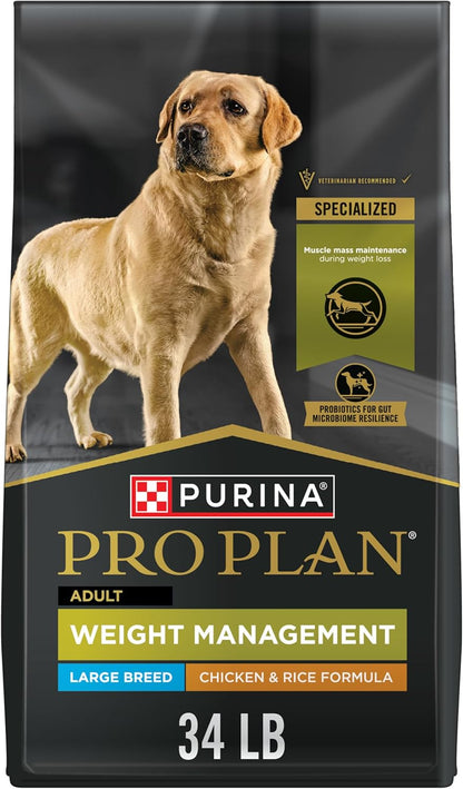 Purina Pro Plan Large Breed Weight Management Dry Dog Food, Chicken and Rice Formula - 34 Lb. Bag1