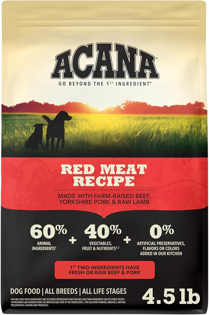ACANA Grain Free Dry Dog Food Red Meat Recipe 25Lb. Bag | Freeze Dried, Grain Free, High Protein, Made in the USA, Omega-3 Fatty Acids, Digestive Health, Global Quality Ingredients20