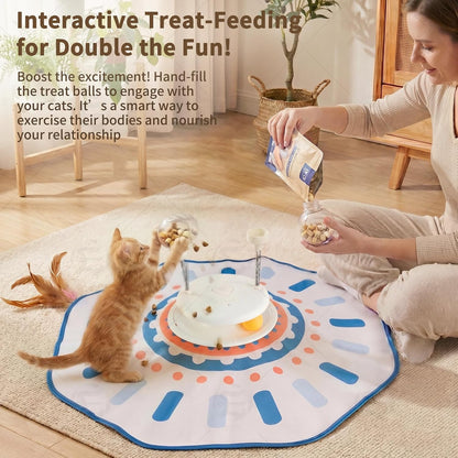 MOHAYA Interactive Cat Toy 5-In-1, Smart Automatic Cat Toys for Bored Indoor Cats, Motion & Sound Activated Toy with Fluttering Butterfly, Moving Feather, Track Balls & Slow Feeder Treat Dispenser4