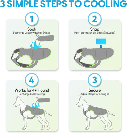 Mora Pets Dog Cooling Vest with Ice Packs, Reflective Adjustable Cooling Vest for Dogs with Leash Ring for Hot Weather Cooling Harness for Large Medium Dogs Grey(Pdv-Gel-Gl)5
