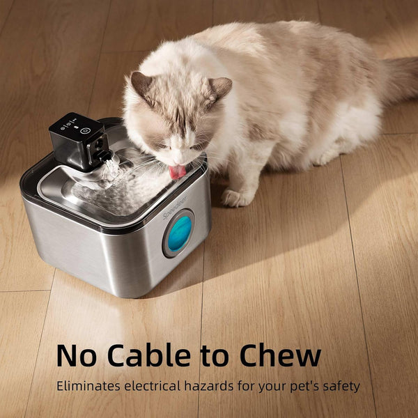 Wireless Cat Water Fountain Stainless Steel, 135Oz/4L | Cordless Design, Motion Sensor, 4000Mah Battery Operated Pet Fountain, 3 Water Modes, 20Db Quiet Pump, Multi-Filtration2