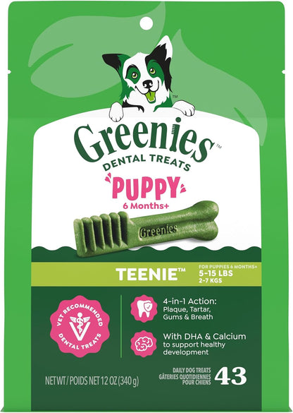 Greenies Puppy Teenie Natural Dental Dog Treats, Original Flavor, 22 Count | Veterinarian-Recommended, Natural Ingredients, Cleans Teeth & Freshens Breath, for Dogs 5-15 Lbs, 6 Oz. Pack14