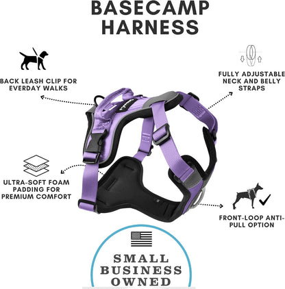 Shawnco Basecamp Dog Harness, No-Pull Pet Vest with 3 Leash Clips, Padded, Reflective, Lightweight and Adjustable Harness with Handle for Small, Medium and Large Dogs (ICY Lilac, M)2