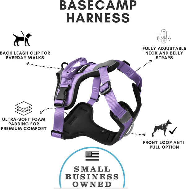 Shawnco Basecamp Dog Harness, No-Pull Pet Vest with 3 Leash Clips, Padded, Reflective, Lightweight and Adjustable Harness with Handle for Small, Medium and Large Dogs (ICY Lilac, M)2