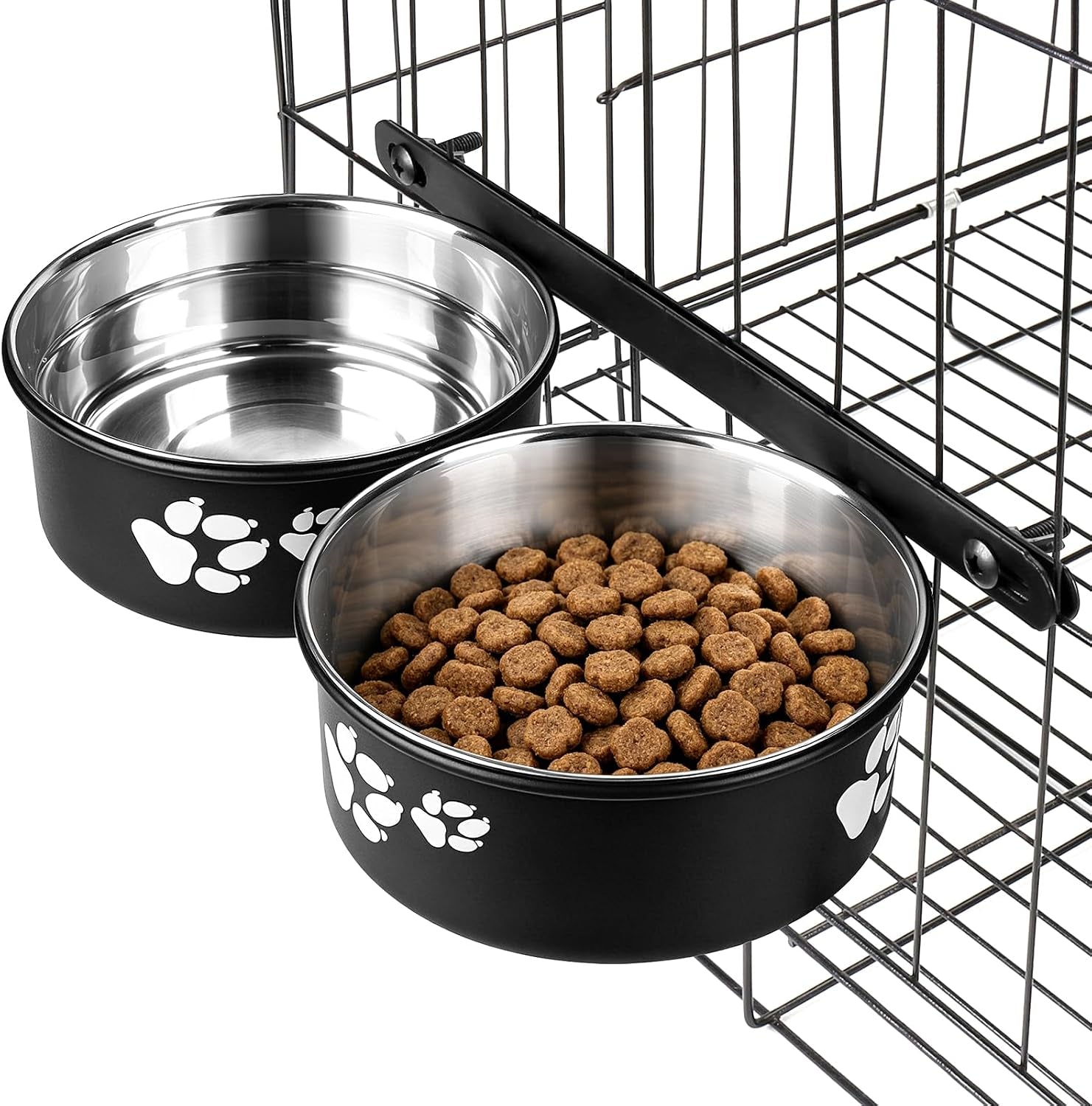 yummy-sam-hanging-pet-dog-food-water-bowl-for-cage-stainless-steel-non-spill-kennel-bowls-with-clamp-holder-crate-feeder-dish-for-medium-large-dogs-pets-silver-l-44-oz-44-oz