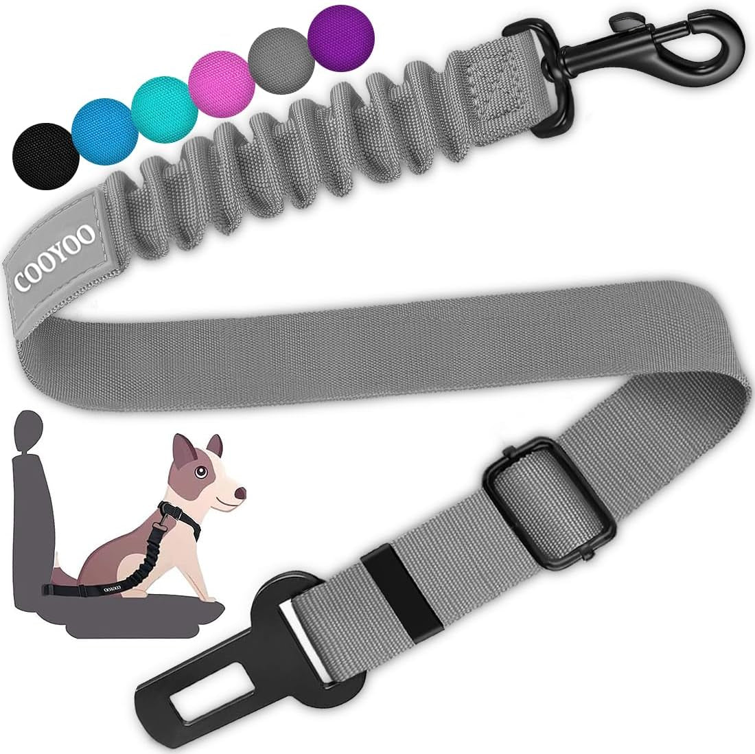 cooyoo-dog-seat-belt-durability-retractable-dog-car-harness-adjustable-dog-seat-belt-for-vehicle-nylon-pet-safety-seat-belts-heavy-duty-elastic-1-pack-black