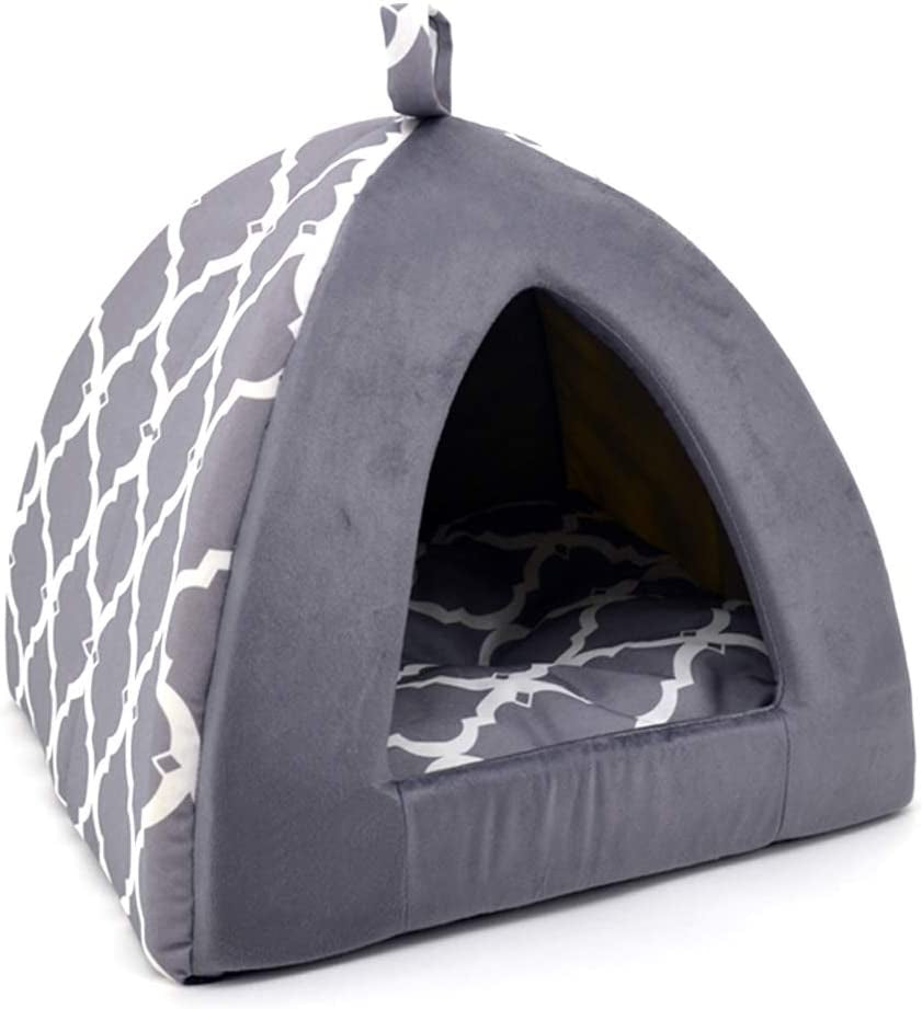 best-pet-supplies-cat-bed-for-indoor-cat-domed-tent-house-with-removable-pillow-covered-cat-cave-for-small-dog-puppies-and-all-breeds-of-cats-tan-19-x-19-x-h-19