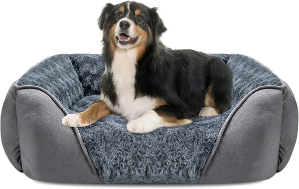 INVENHO Rectangle Washable Orthopedic Dog Bed for Small, Medium and Large Dogs, Soft Calming, Sleeping Puppy Bed Durable Pet Cuddler with Anti-Slip Bottom, S (20"X19"X6")16
