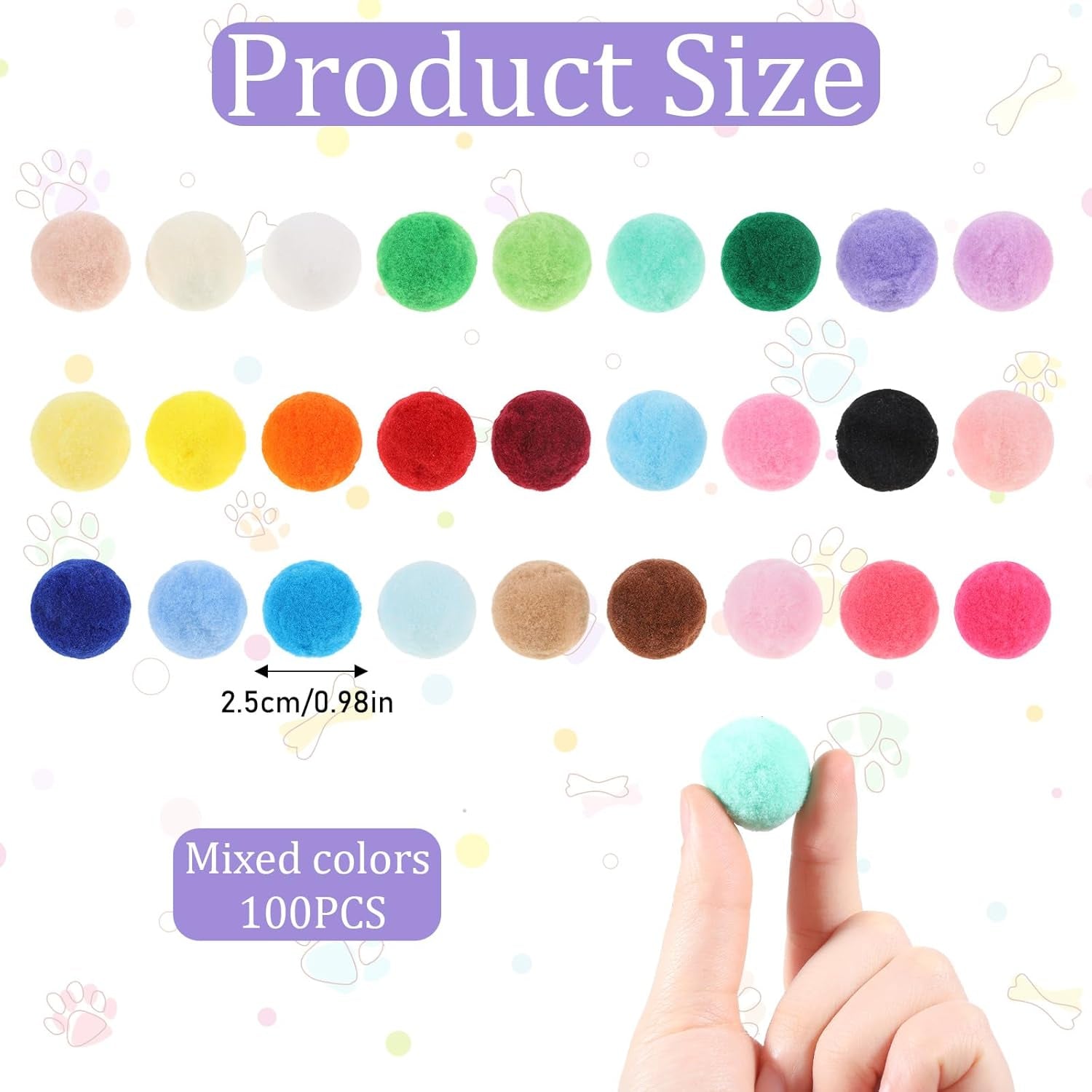 xthrotsenk-100-pcs-cat-toy-balls-1-inch-colorful-cat-pom-pom-balls-soft-interactive-kitten-ball-cats-exercise-toys-fuzzy-kitten-interactive-playing-quiet-toy-for-cats-pet2-5-cm