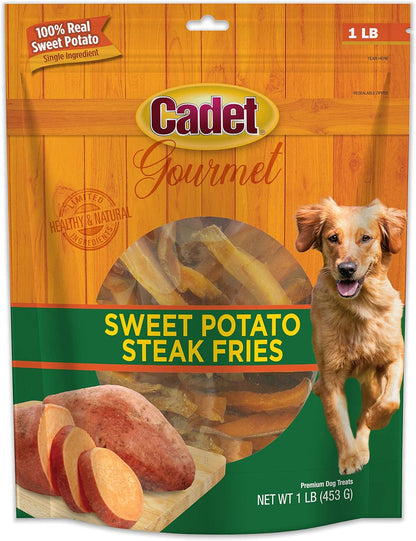 Cadet Gourmet Sweet Potato Steak Fries Dog Treats, 1 Lb | 100% Real Sweet Potato, Healthy Natural Chewy Dog Treats, Single Ingredient, Dog Training Treats, for Small & Large Dogs1