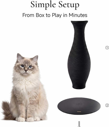 Furrytail Cat Scratching Post for Indoor Cats, Neck Vase Cat Scratcher with Paper Rope, Modern Aesthetic Cat Tree, Cute Decorative Cat Furniture, Unique Cat Scratcher, 22'', Black7