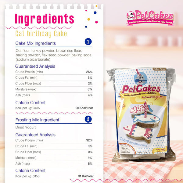 Petcakes Cat Birthday Cake Kit - All Natural Treats - Kitten & Cats Turkey Flavor Cat Food - 5.5 Oz2
