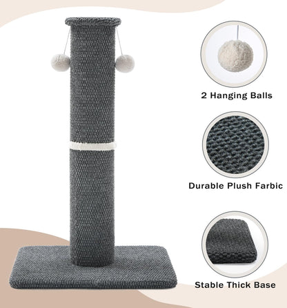 Made4Pets Tall Cat Scratching Post, 33" Modern Cat Scratcher with Hanging Balls, Heavy Duty and Thicker Scratching Post for Indoor Cats Adults, Sturdy Base Cat Scratch Post, Dark Grey3