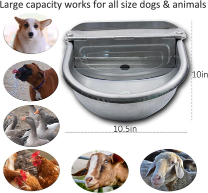 Automatic Dog Water Dispenser Large Size Dog Water Bowl Trough Stainless-Steel Outdoor Pet Waterer Feeder for Poultry, Goat, Small Livestock3