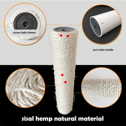 2Pcs M10 Cat Tree Replacement Post - 10Mm Bolt Sisal Cat Scratching Post Replacement Pole DIY M10 Bolt Sturdy PVC Tubes Screws Included (2.36 * 19.68")3