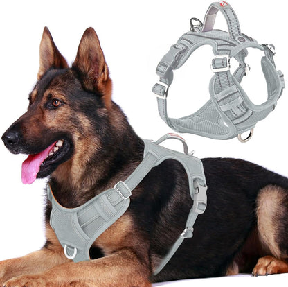 BARKBAY Dog Harness No Pull with ID Tag Pocket - Heavy Duty, Reflective, Easy Control for Large Dogs(Blue,L)60
