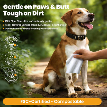 200 Count Dog Wipes & Cat Wipes (4X50 Packs) | Hypoallergenic, Ph Balanced for Paws, Body, Face & Grooming |All-Natural Plant Fiber Wipes with Aloe, Coconut Oil & Vitamin E |Pearl Texture5