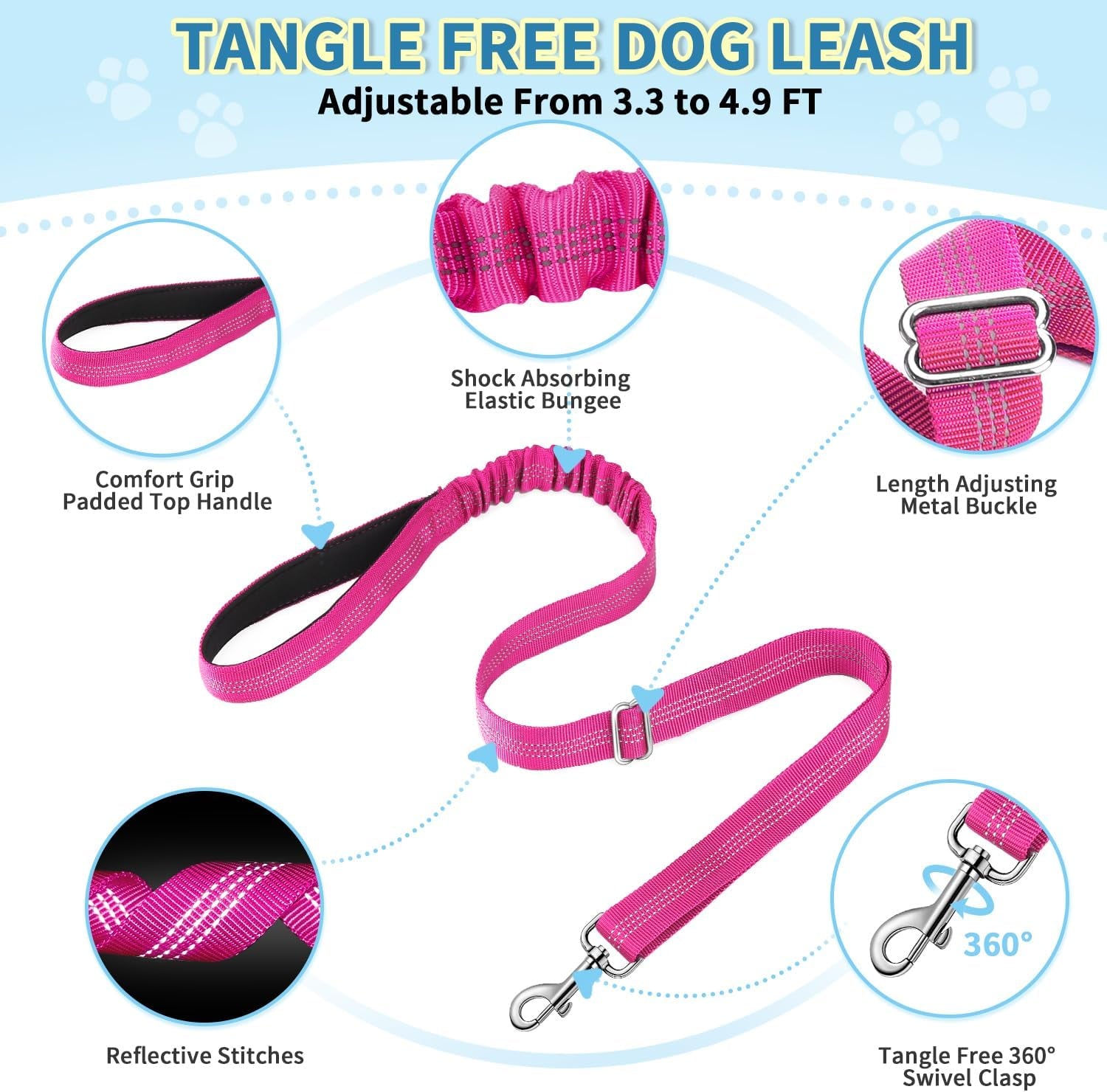 slowton-no-pull-small-dog-harness-and-leash-set-puppy-soft-vest-harness-neck-chest-adjustable-reflective-lightweight-harness-anti-twist-pet-lead-combo-for-small-medium-dogs-fuchsia-xxs