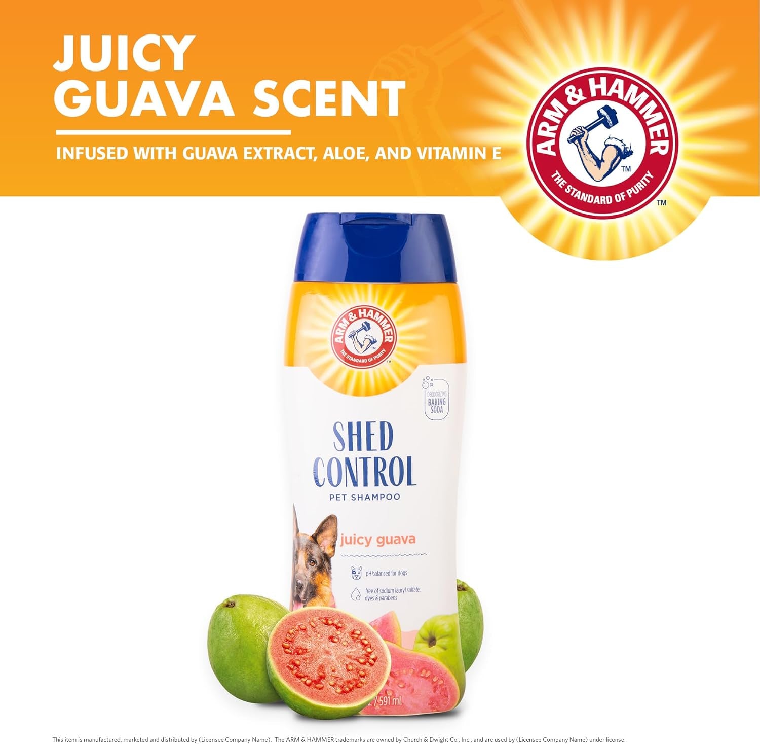 arm-hammer-for-pets-shed-control-shampoo-20oz-juicy-guava-scent-professional-quality-dog-shed-less-shampoo-de-shedding-dog-shampoo-free-of-sodium-lauryl-sulfate-parabens