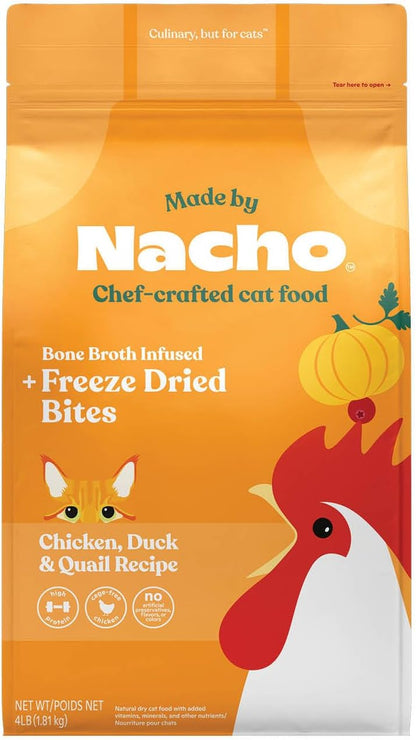 Made by Nacho Dry Cat Kibble 4Lb Bag, High Protein and Grain-Friendly Premium Cat Food, Cage-Free Chicken & Pumpkin Recipe, Infused with Bone Broth for Hydration, Limited Ingredients, Single Bag15