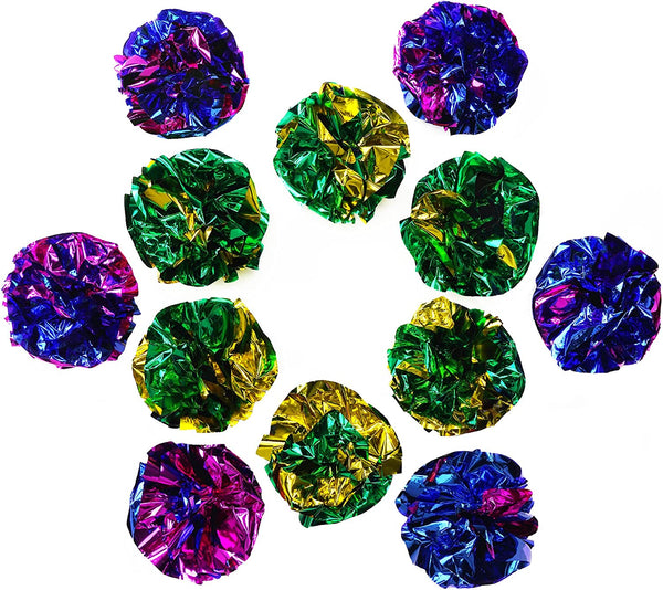 CHIWAVA 45PCS 1.6'' Mylar Cat Toy Ball Kitten Shiny Crinkle Crackle Balls | Interactive Indoor Lightweight Play Activity Chase Toys, Assorted Color3