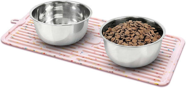 Ptlom Pet Placemat for Dog and Cat, Mat for Prevent Food and Water Overflow, Suitable for Medium and Small Pet, Grey, Silicone16
