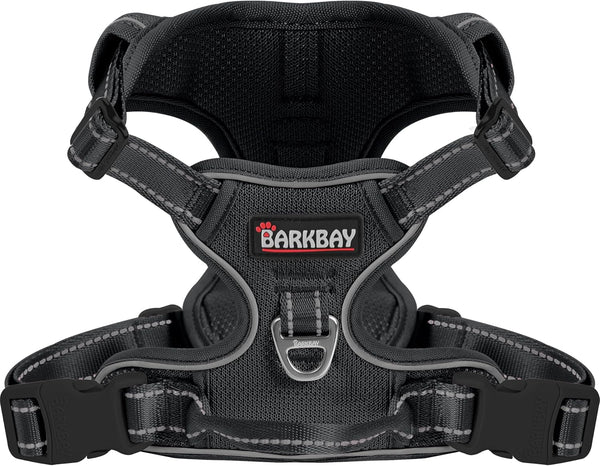 BARKBAY No Pull Pet Harness Dog Harness Adjustable Outdoor Pet Vest 3M Reflective Oxford Material Vest for PINK Dogs Easy Control for Small Medium Large Dogs (L)18
