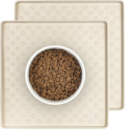 Ptlom Pet Placemat for Dog and Cat, Mat for Prevent Food and Water Overflow, Suitable for Small, Medium and Big Pet, 18" 12", Grey, Silicone61