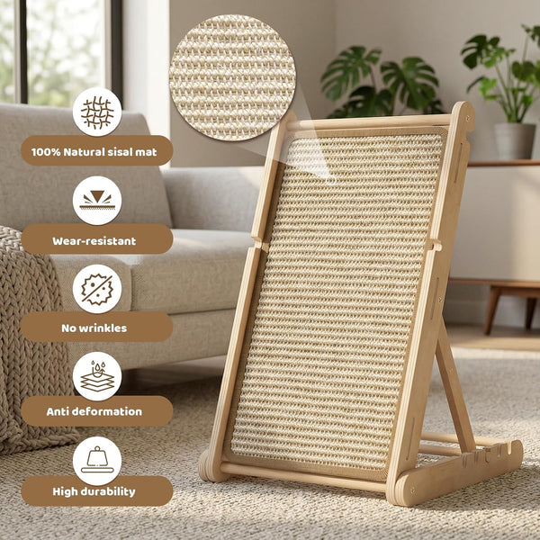 Xiaz Cat Scratcher, 23" Sisal Cats Scratching Board with 5 Adjustable Heights, No Assembly Required, Foldable Cat Scratchers for Indoor Cats and Kittens, Ready to Use7