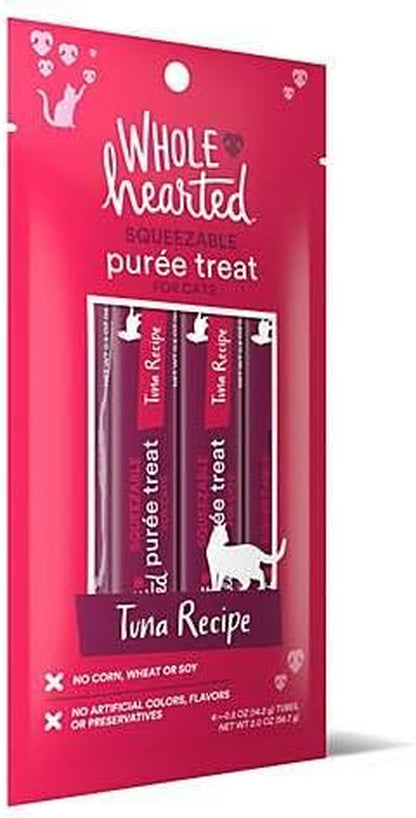 Wholehearted Cat Treats, Tuna Recipe Squeezable Purée, 4 Tubes, 0.5 Oz Each4