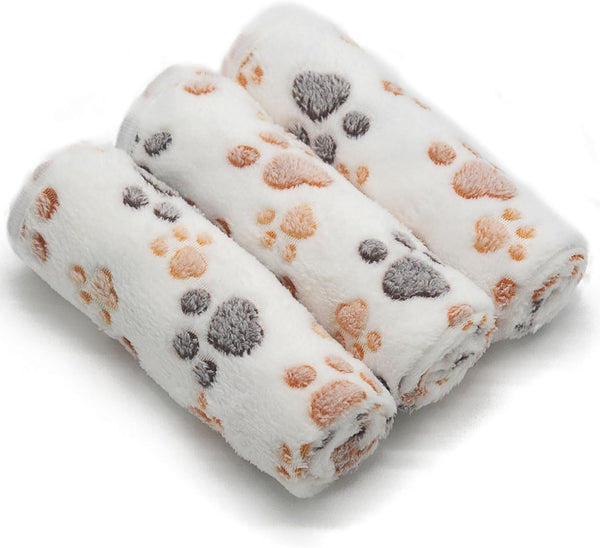 1 Pack 3 Puppy Blankets Super Soft Warm Sleep Mat Grey Cute Print Blanket Fluffy Fleece Pet Blanket Flannel Throw Dog Blankets for Small Dogs Puppy Dogs Fluffy Cats,Bone-Small(23"X15")13