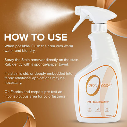 Zero Odor - Pet Stain Remover & Odor Eliminator - Permanently Remove Stain & Odor with Patented Technology Best for Carpet, Furniture, Floors, Pet Bed– Look and Smell Great, 16Oz (Over 400 Sprays)8