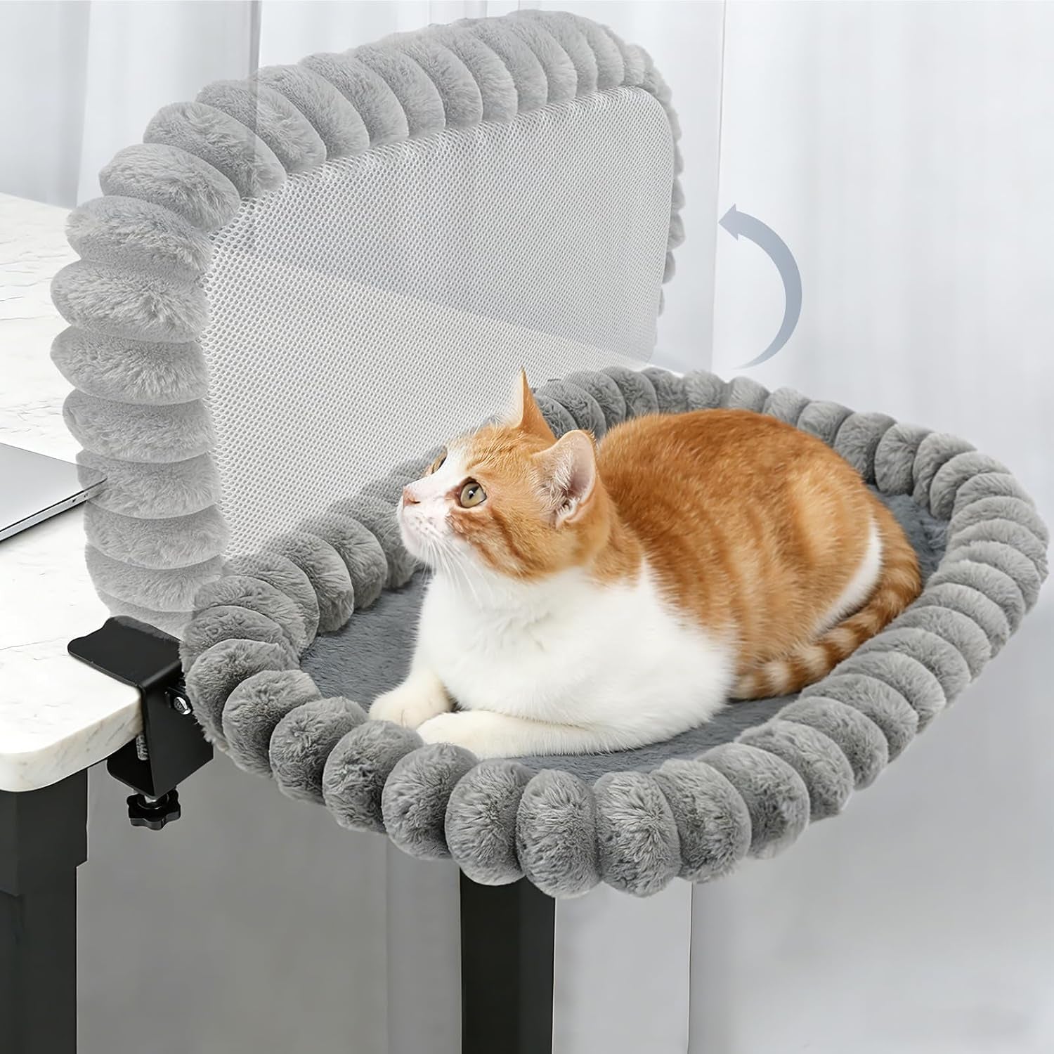 ipow-x-large-cat-bed-heavy-duty-steel-frame-supports-up-to-40lbs-cat-desk-bed-perch-space-saving-90-foldable-with-soft-ultra-plush-faux-fur-for-small-medium-large-cats