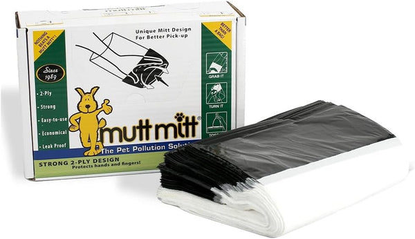 Mutt Mitt® Dispense-A-Mitt™ 2-Ply Dog Waste Pickup Mitts, 200 Count | 2-Ply Pickup Mitts, Header Dispenser Box, Extra-Thick Leak-Resistant Design for Cleaner Hands & Easier Dog Waste Pickup1