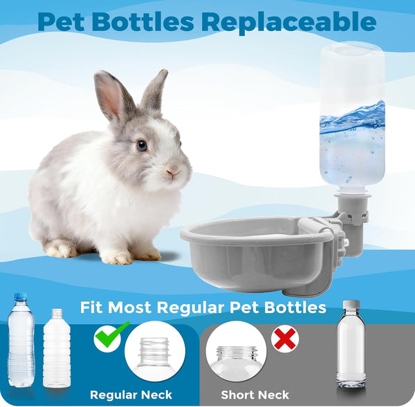 VANNON Gravity Pet Water Bowl, 16Oz Anti-Splash Crate Dispenser, Grey | Anti-Splash Gravity Water Bowl with a Floating Disk Helps Reduce Spills While Keeping Water Cleaner for Everyday Hydration.2