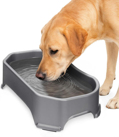 Neater Pet Brands Extra Large Water Bowl for Dogs, Outdoor Dog Water Bowl (1.25 Gallon XL Capacity), Big Trough Style Food Dish for Indoors or Outside, No Spill Large Dog Bowls, Gunmetal Grey1