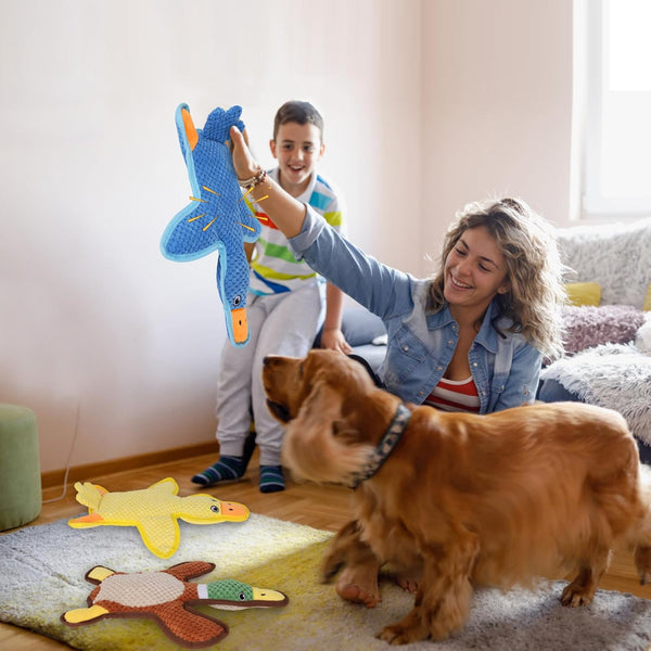 Dog Toys 3-Pack Cute Duck Shapes Puppy Toys No-Stuffing Squeaky and Crinkle Interactive Dog Chew Toy for Small to Large Breeds7