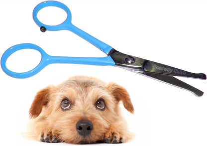 Tiny Trim 4.5" Ball-Tipped Scissor for Dog, Cat and All Pet Grooming - Ear, Nose, Face & Paw - Scaredy Cut'S Small Safety Scissor Blue1