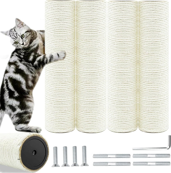 Cat Scratching Post Replacement Pole, 2 PCS 15.7In Cat Tree Replacement Post, Natural Sisal Cat Tree Replacement Parts with M8 Screws, Cat Scratch Post for Refurbishment (15.7In/40Cm)8