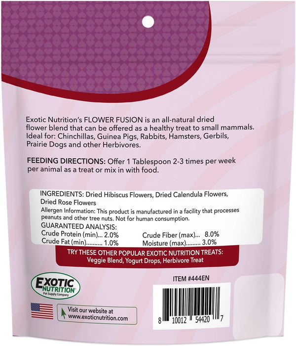 Flower Fusion Treat - Healthy Natural Dried Flower Herbivore Treat - Chinchillas, Guinea Pigs, Rabbits, Prairie Dogs, Degus, Hamsters, Rats, Squirrels, Sugar Gliders & Other Small Pets (0.85 Oz)5