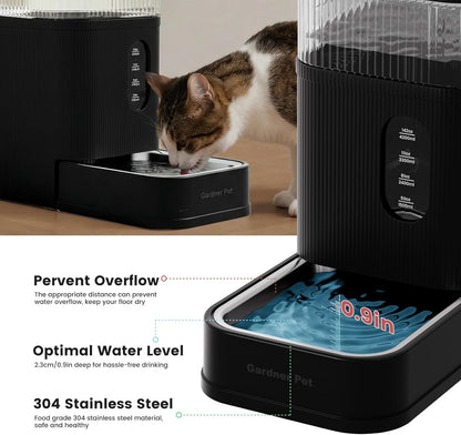 Gardner Pet 2.2 Gallon Automatic Dog Water Bowl Dispenser 8.5L Gravity Water Feeder with Stainless Steel Bowl & Maifan Stone Filter, Bpa-Free for for Cats and Dogs (Black, 2.2 Gallon)3