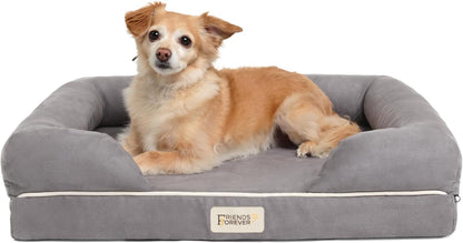 Friends Forever Large Dog Bed Couch, Orthopedic Pet Sofa Memory Foam | Dog Couch with Washable Removable Bed Cover, Non-Slip Bottom, Indoor Calming Chairs Mattress, Chester, Pewter Grey Large18