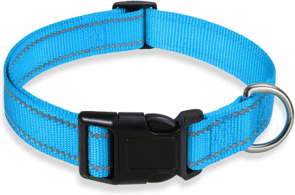 Reflective Dog Collar with Buckle Adjustable Safety Nylon Collars for Small Medium Large Dogs, Pink M | Breathable Nylon Collars for Small Medium Large Dogs, No Chafing on Walks and Outdoor Hikes, Metal D-Ring, Night Safety19