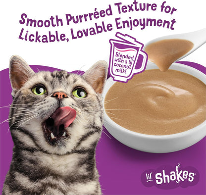 Purina Friskies Pureed Cat Food Topper, Lil’ Shakes with Scrumptious Salmon Lickable Cat Treats - (Pack of 16) 1.55 Oz. Pouches4